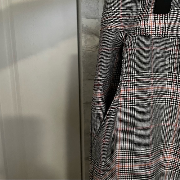 ST JOHN silk wool blend glen plaid trousers checked academia straight leg - Picture 9 of 11